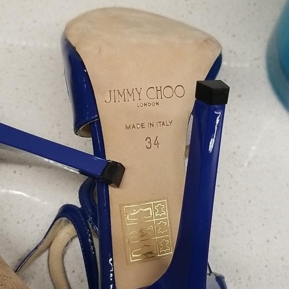 JIMMY CHOO blue patent leather pumps(size 5.5) - Picture 6 of 7